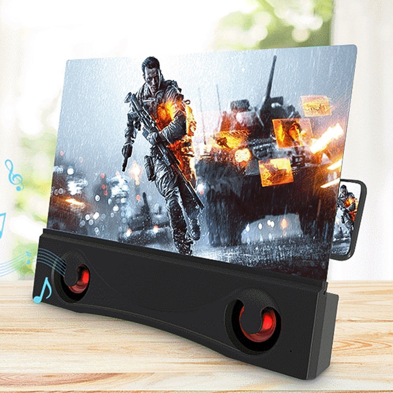 12-inch Phone Screen Magnifier 3D Bracket with Bluetooth-compatible Stereo Speaker