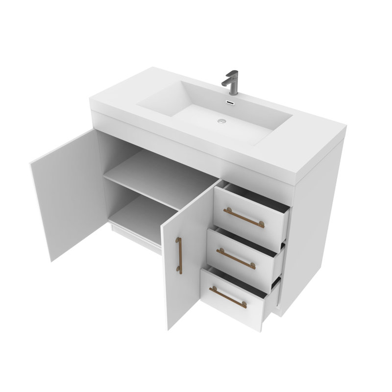 Ensemble de meuble-lavabo simple 42 po, Blanc lustré