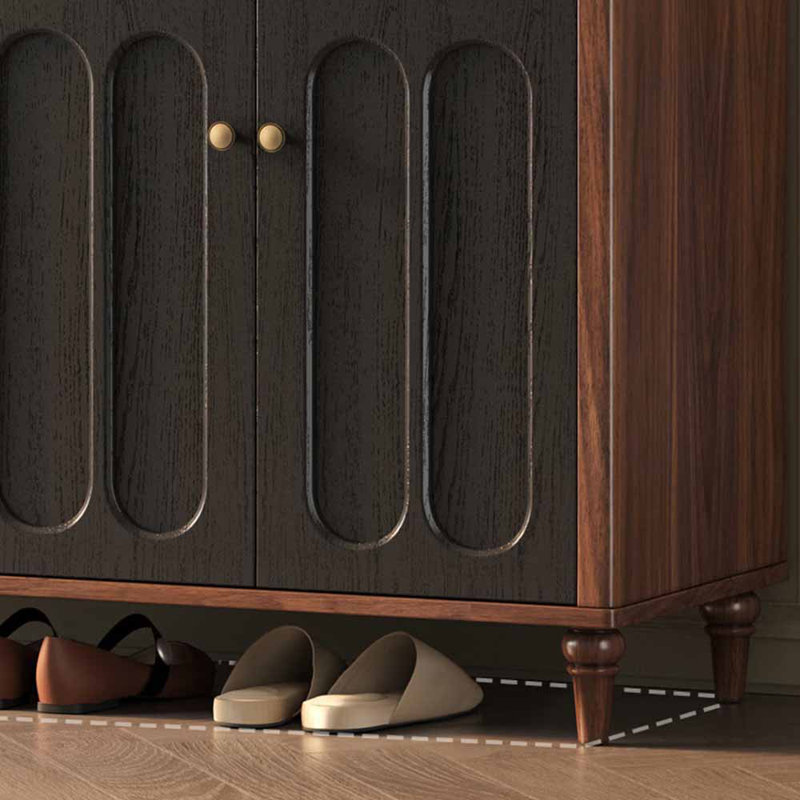 Armoire à chaussures exquise de style français, H 39,49 po x l 47,24 po x P 15,67 po, Brun / Noir