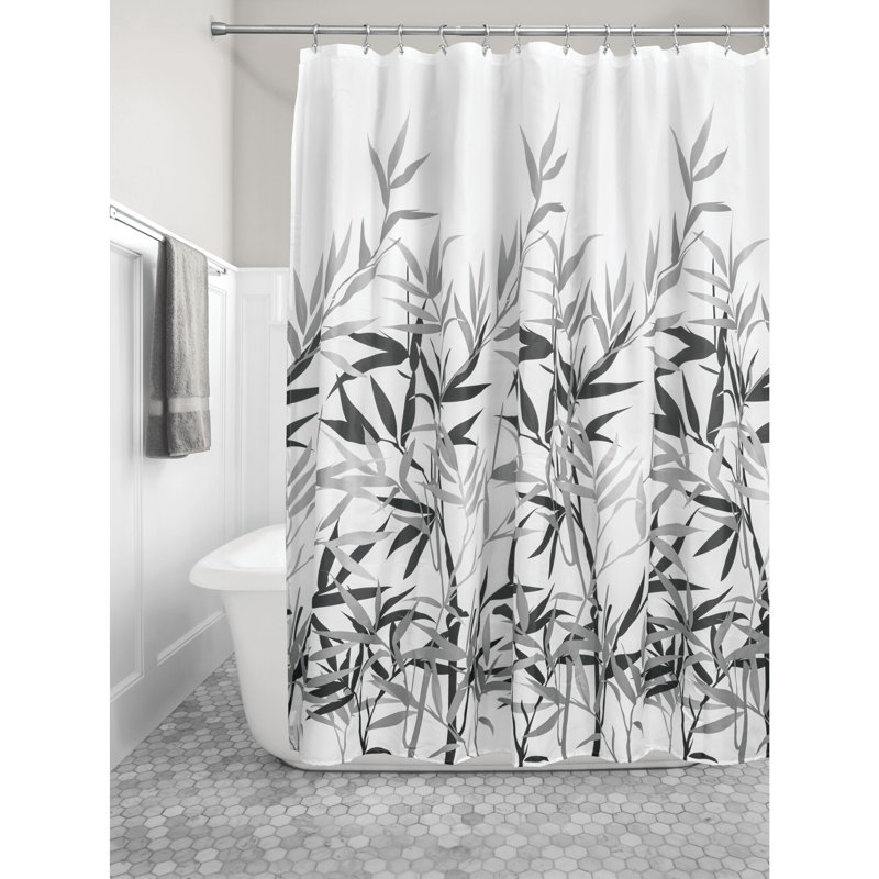 Anzu Floral Shower Curtain, Gray