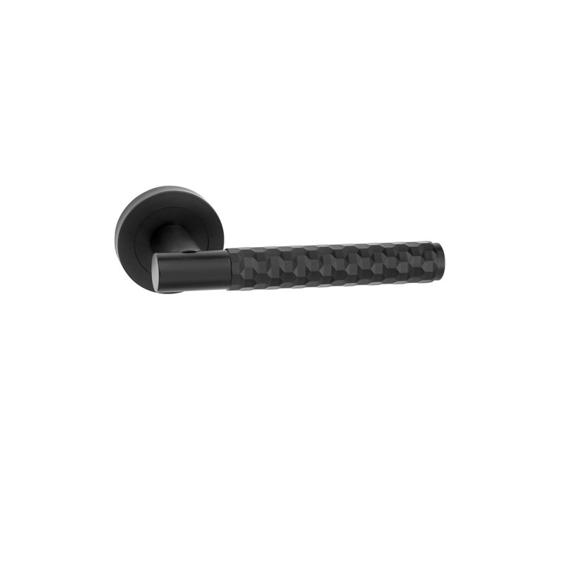 Golden Grace Knurled Hex Cut T-Bar Bathroom Door Handle Set with Ball Bearing Hinges