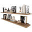 Bibliothèque flottante de 60 po de long pour le salon, tablettes suspendues pour le mur, décor rustique et bohème, tablettes en bois, 10 po de profondeur, 2 pièces, brûlé-131263051