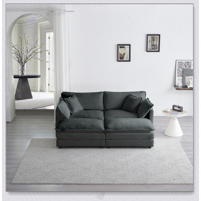 Canapé modulaire rembourré 4 pièces avec 2 places et 2 repose-pieds, conception modulaire pour le confort et le style