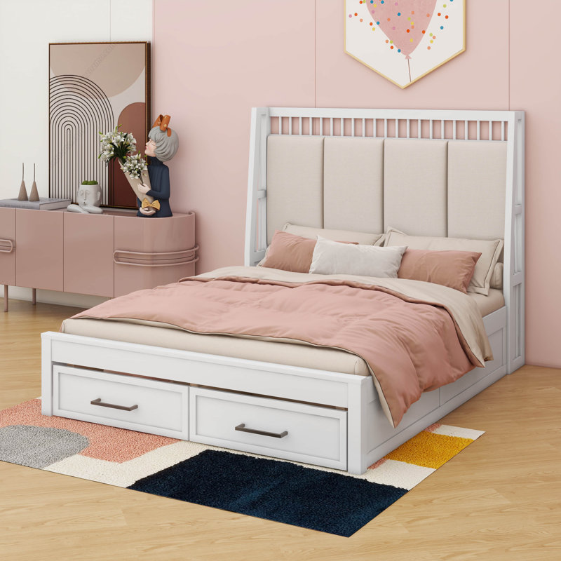Borgos Upholstered Panel Storage Bed, Queen