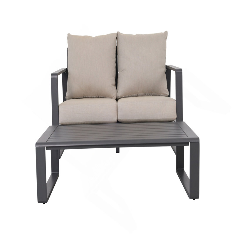 Double sofa + rectangular coffee table, Light Gray, Gray