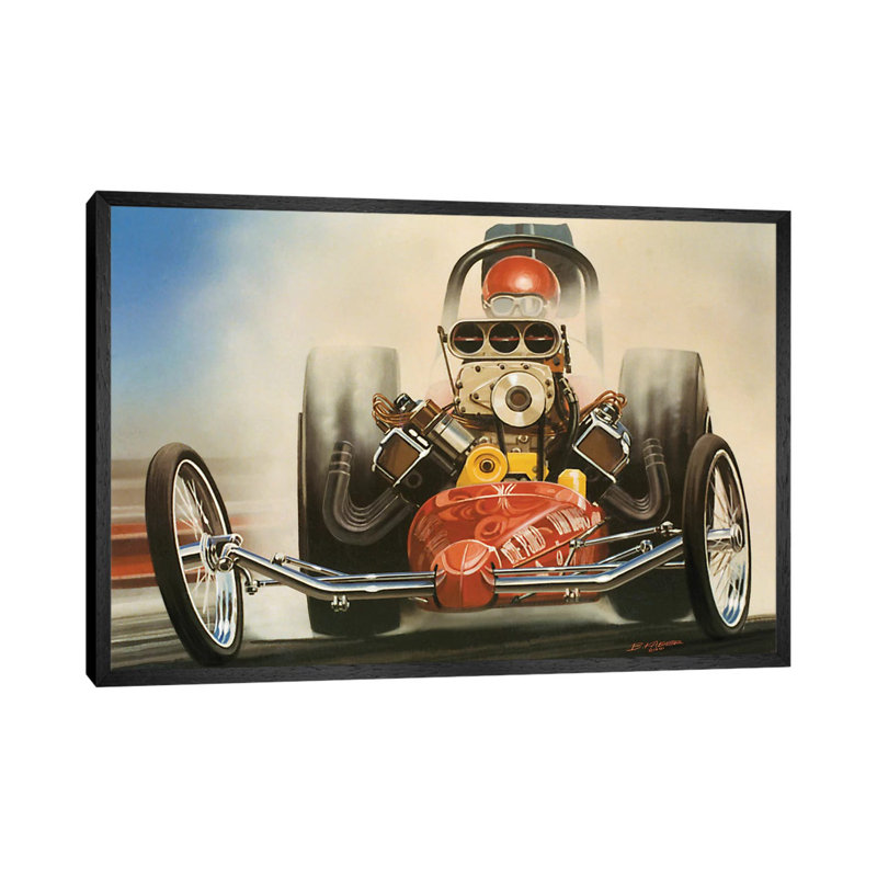 Top Fuel Dragster by Bruce Kaiser - Print on Canvas, 66.04 cm H x 45.72 cm W, Black Framed Canvas
