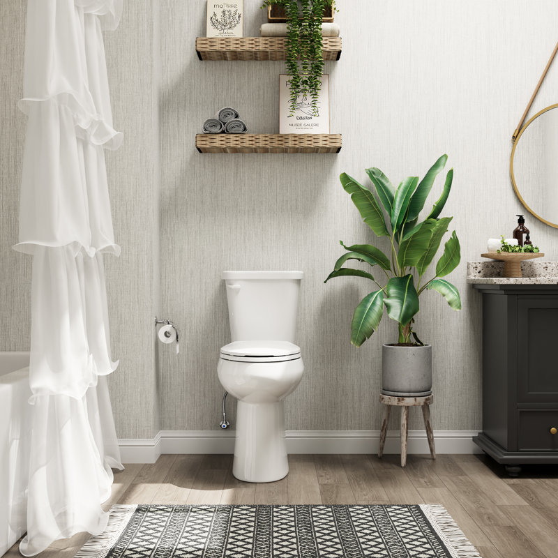 21'' Extra Tall Toilet Comfortable SeatHeight 1.28 GPF Elongated Floor Mounted Two-Piece Toilet (Seat Included), Left
