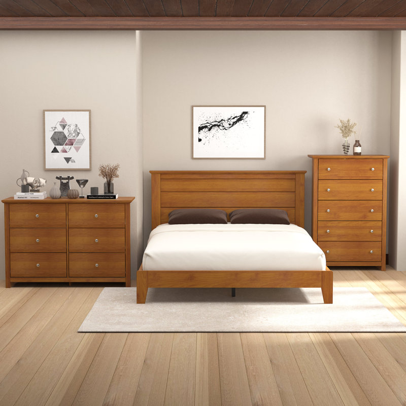 Tevrat 3 Pieces Bedroom Sets, Queen, Amber Walnut