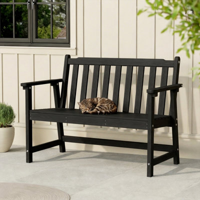 HDPE Outdoor Bench Weather-Resistant Patio Bench Premium Outdoor Garden Loveseat