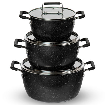 Granitestone 6 Piece Stackable Nonstick Nesting Pots with Lids, Dishwasher Safe