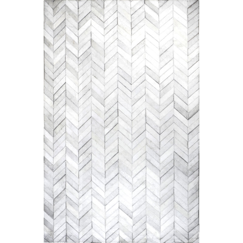 Bolme Cowhide Chevron Indoor Rug, Rectangle 5' x 8'