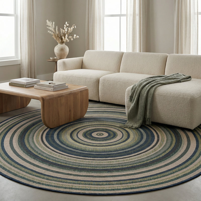 Tavion Geometric Indoor / Outdoor Rug, Round 7'10"