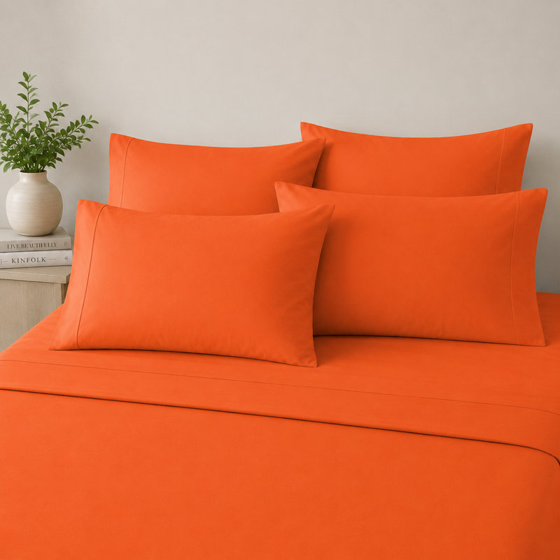 6-Piece Premium Deep Pockets Microfiber Sheet Set, California King, Autumn Orange