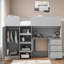 Lit mezzanine avec garde-robe intégré, bureau, tablettes de rangement et tiroirs-616284963
