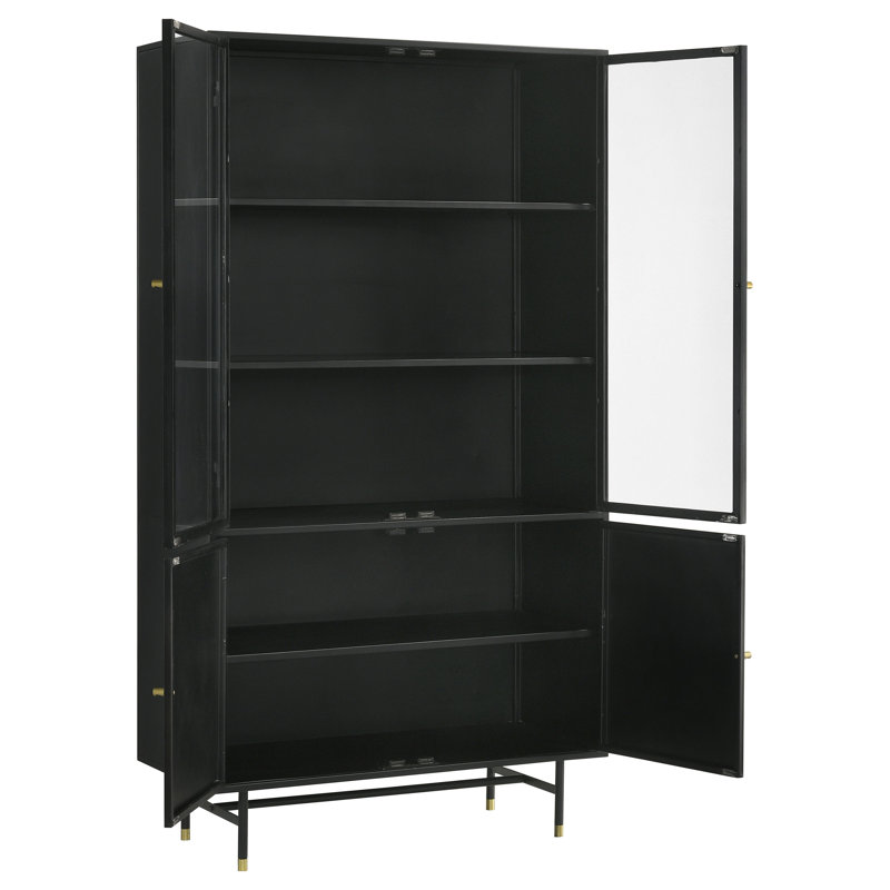 Finition raffinée - Armoire de rangement haute en métal 4 portes Santiago noir mat