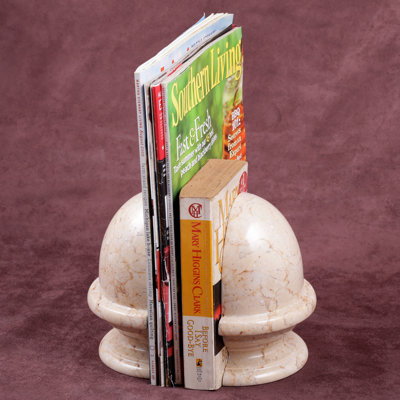 Ensemble de 2 serre-livres en forme de dôme en marbre naturel