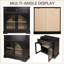 Buffet moderne en MDF de 81 cm (32 po) avec 2 tiroirs et 2 portes vitrées cintrées, fini bois noir-278126699