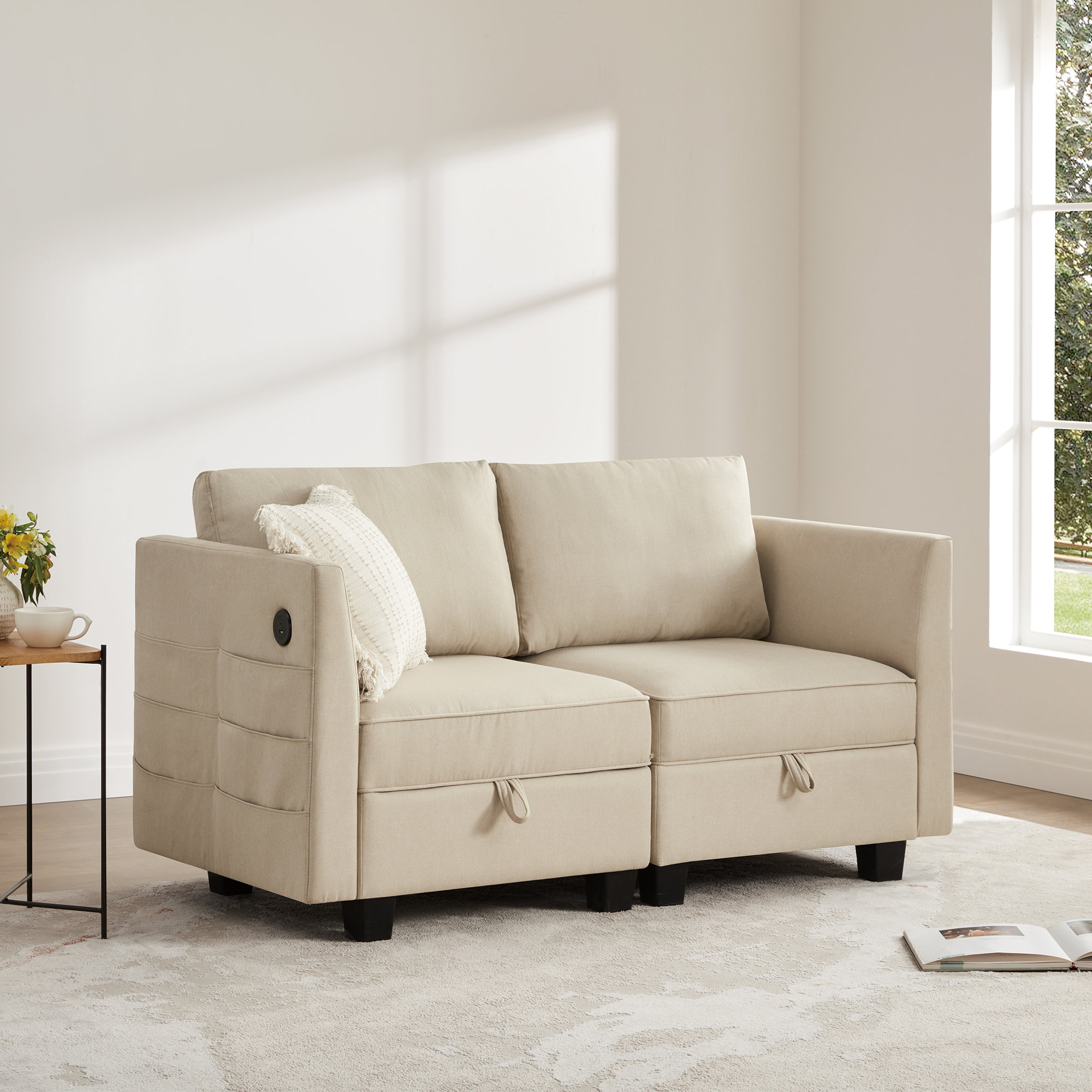 Ebern Designs Storage Modular Sofa With USB & Type C - Wayfair Canada