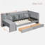 Lit de jour rembourré avec 2 tiroirs, tablettes de rangement, armoires rabattables et table d'appoint, rayures verticales-1036618614