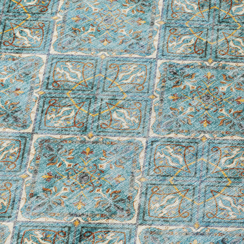 Machine Washable Indoor/Outdoor Chantille ACN2692 Casual Rug, Teal, 8' Round