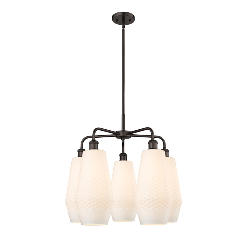 Lustre 5 lumières Monabo, Fumée, Bronze huilé