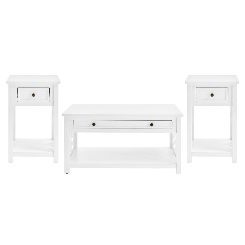 3 - Piece Living Room Table Set, White