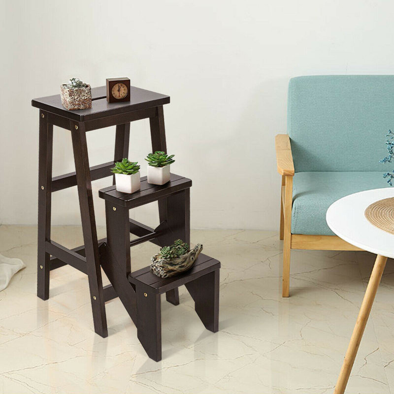 Counter Stool with Solid Wood Frame, Brown