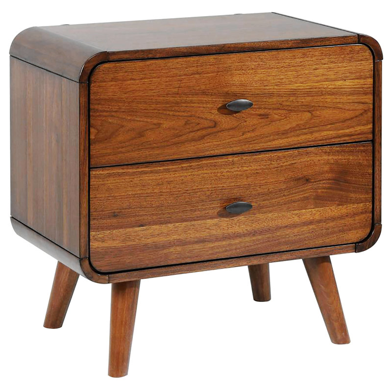 Kegan 2-Drawer Solid and Manufactured Wood Nightstand, Walnut