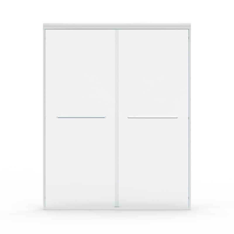 56" - 60" W X 72" H Double Sliding Shower Door, Semi-Frameless Bypass Bathroom Sliding Door With 1/4" (6Mm) Tempered Glass For Walk-In Shower