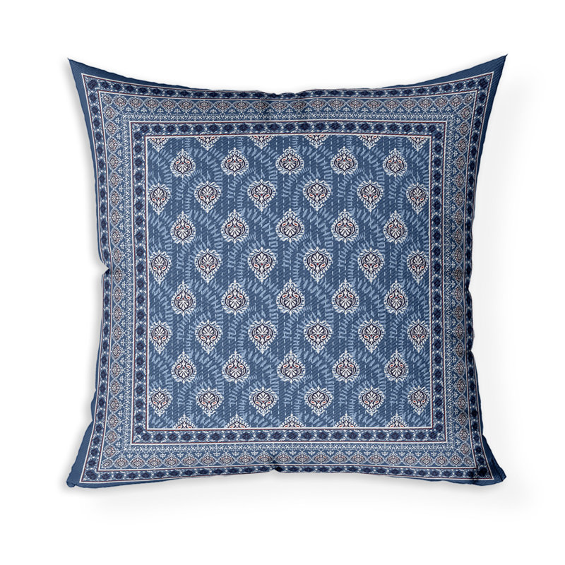Coussin Kashmiri, H 20 po x l 20 po, Bleu