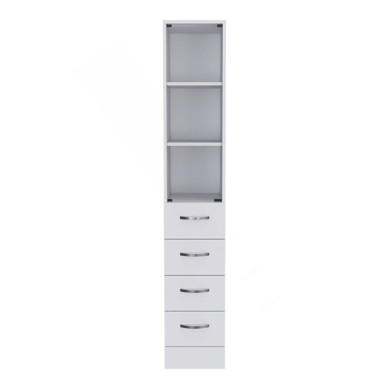 Armoire à linge blanche à 3 tiroirs et 3 tablettes