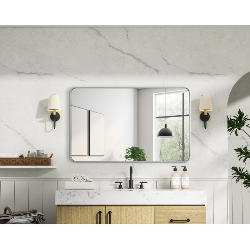 Erath Contour Metal Mirror, Silver, 48" x 30"