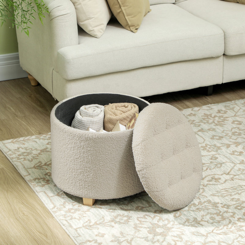 45cm Wide Tufted Solid Colour Footstool Ottoman