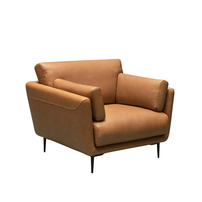 Upholstered Armchair, Camel Genuine Leather