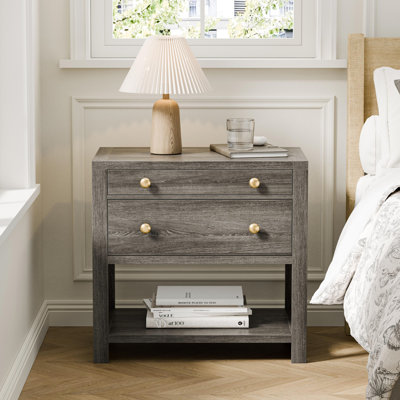 25''W Nightstand with Drawer, Shelf and Pull-out Tray