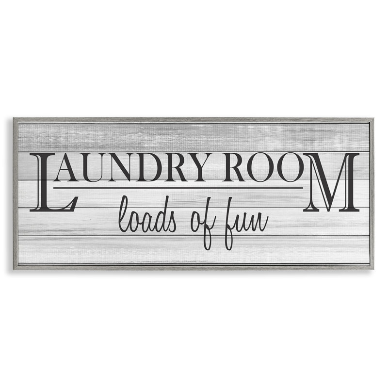«Fun Laundry Room», mot amusant, salle de bain en noir et blanc, surdimensionné, surdimensionné, giclée, art texturé, par Kimberly Allen