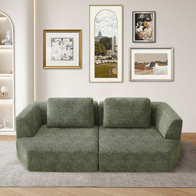 98 Inch Chenille Sofa, Modern Design 3-seater Sofa, Comfortable Deep Seated Sofa