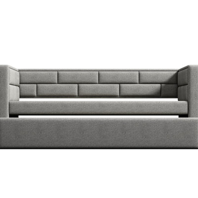 Lit de jour gris simple avec couchette, structure de soutien rembourrée et rembourrée, pour la maison avec structure de rembourrage solide