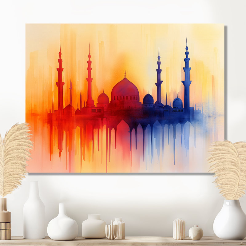 Mosquées au lever du soleil, décoration murale paysage de l'Islam II, H 12 po x l 20 po, Toile tendue, Ne s’applique pas