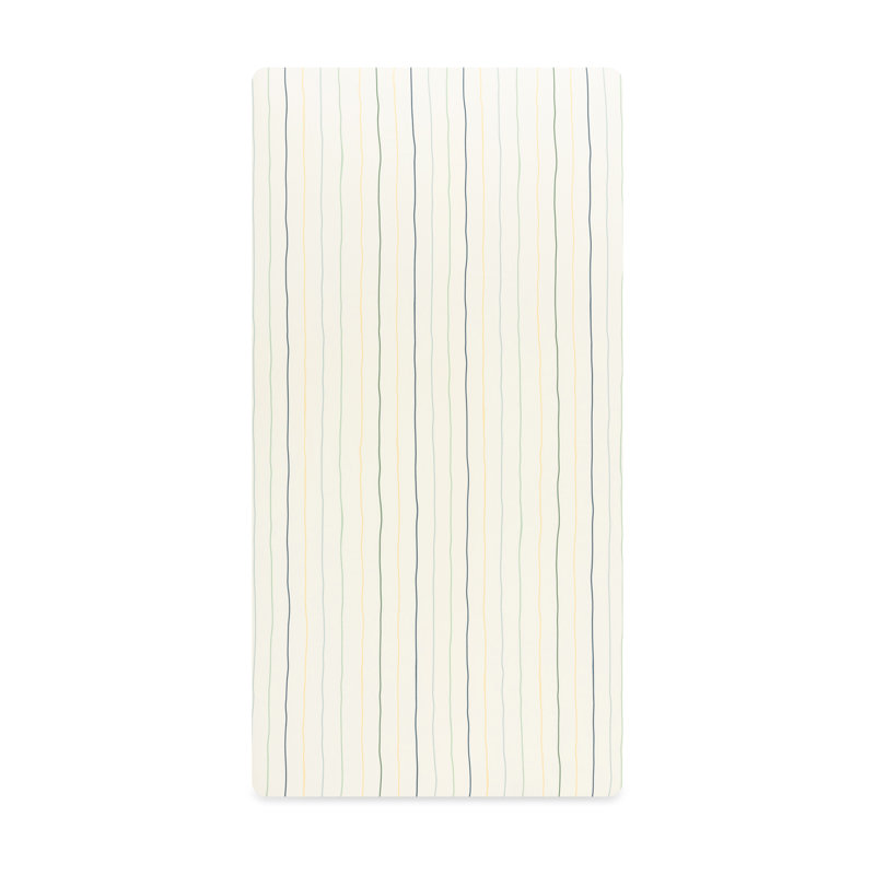 Crib Sheet in GOTS Certified Organic Brushed Cotton, Ivory with Cool Multi-Color Stripes