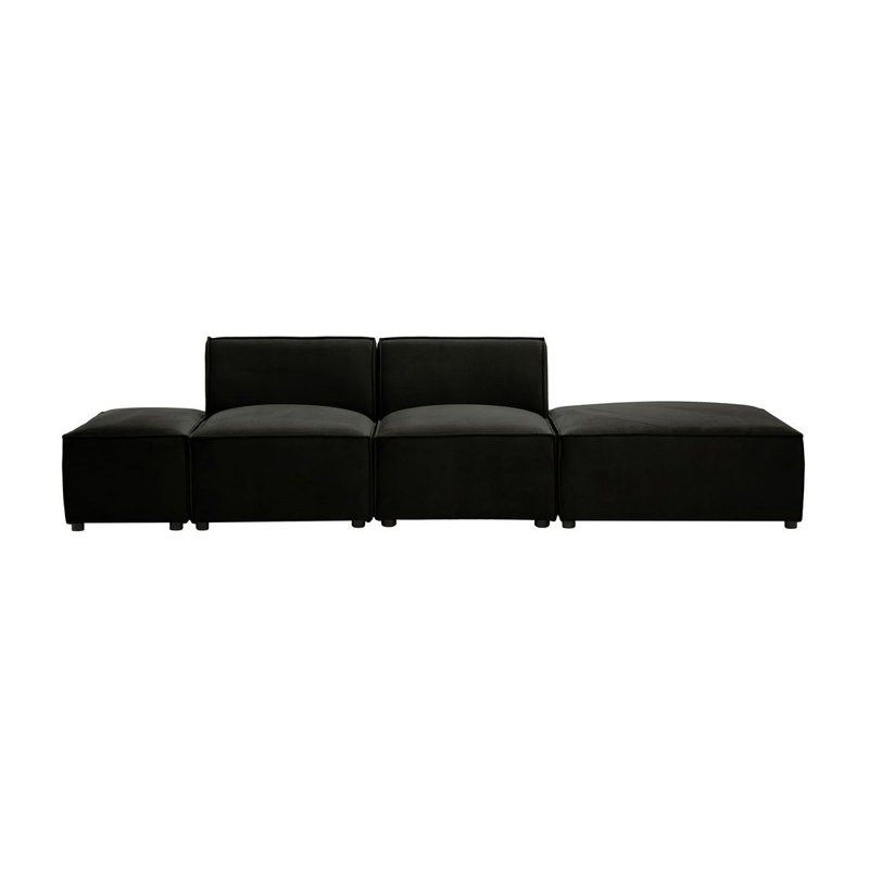 Rolandus 4 Seater Velvet Sofa, Black