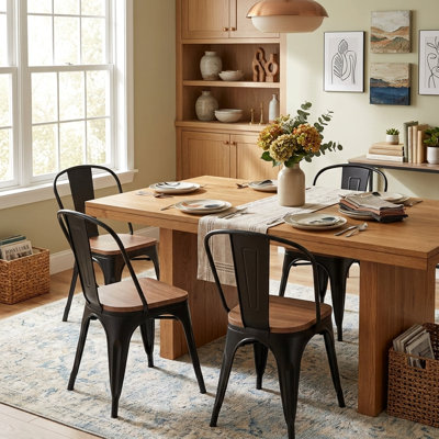 18" High Back Side Chair With Wooden Seats