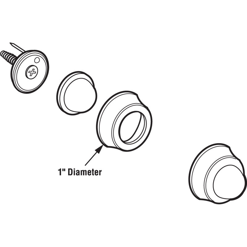 1-Inch Brushed Chrome Wall Stop with Convex Rubber Bumper