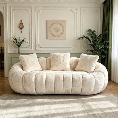 Canapé 75,5 po en fausse fourrure beige
