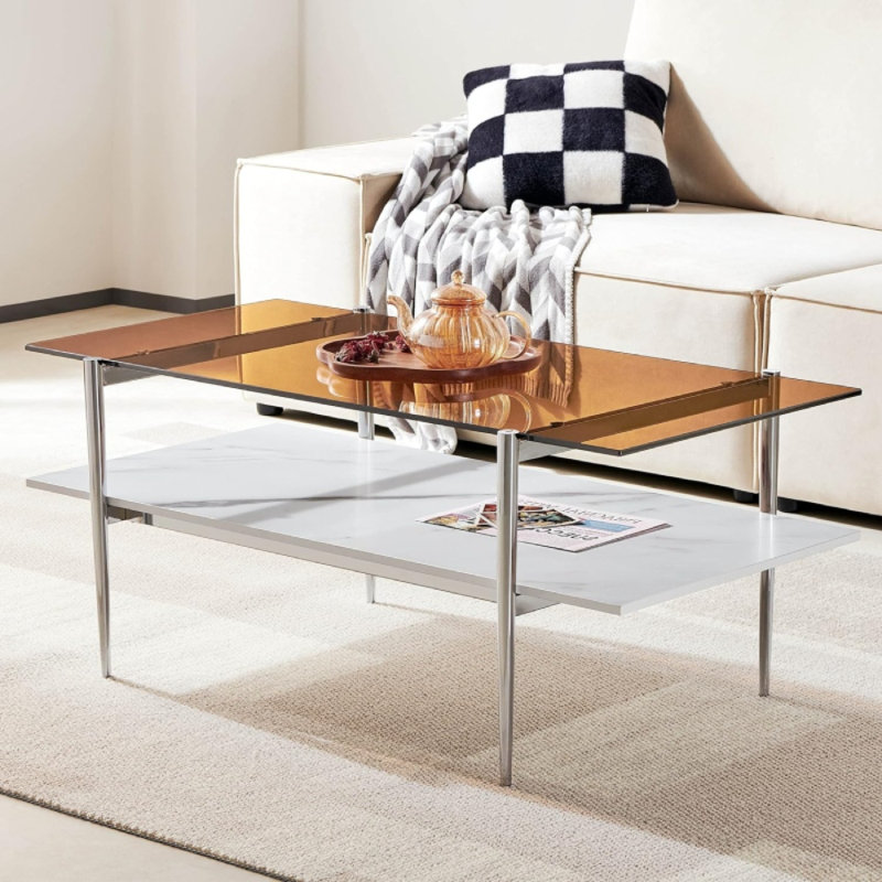 Table de cocktail en verre à 2 couches