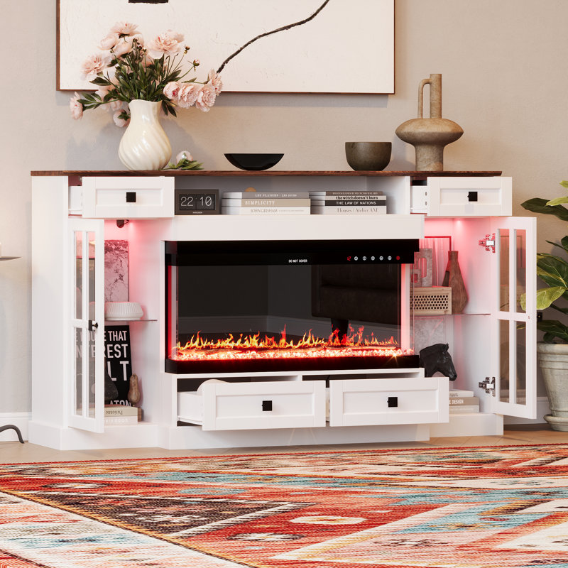 Foyer électronique de 30 pouces avec meuble télé blanc et lumière réglable