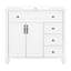 Meuble-lavabo de salle de bain avec lavabo en céramique et poignées en métal avec armoire de rangement et tiroir rabattable-251728080