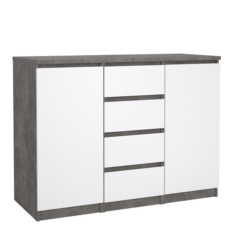 Caton Sideboard, Concrete/White High Gloss
