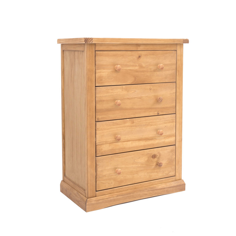 70 cm W Chest of 4 Drawers, Waxed