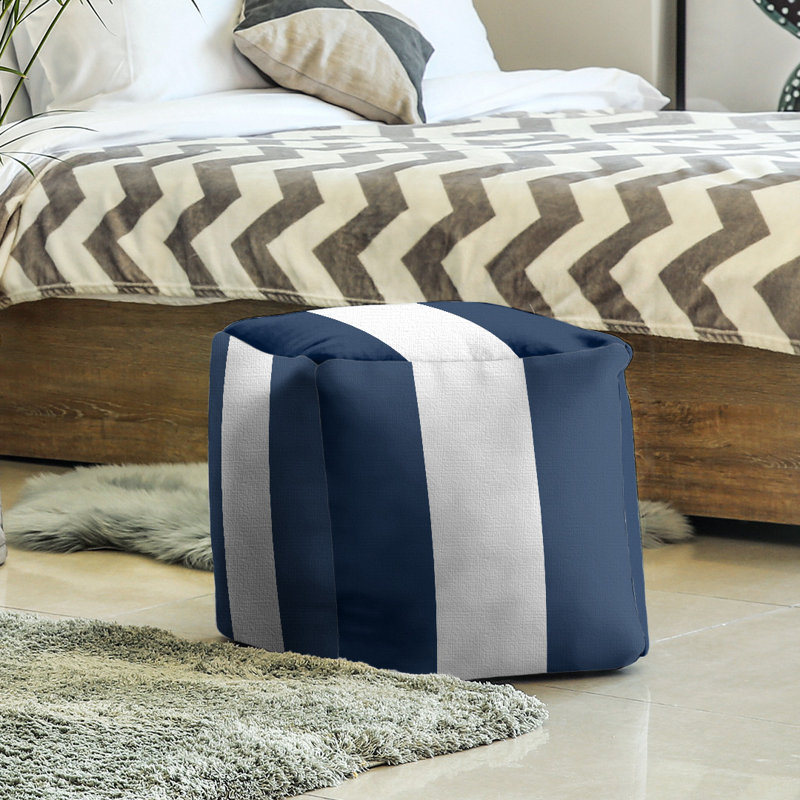 Repose-pieds cubique Tennessee, H 13 po x l 13 po x P 13 po, Bleu royal / blanc